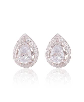 White detachable pear halo solitaire stud 1