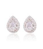 White detachable pear halo solitaire stud