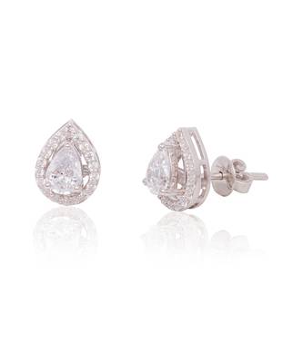 White detachable pear halo solitaire stud 2
