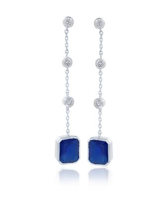 Blue dangling long chain earrings 1