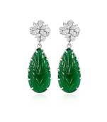 Green floret carve earrings