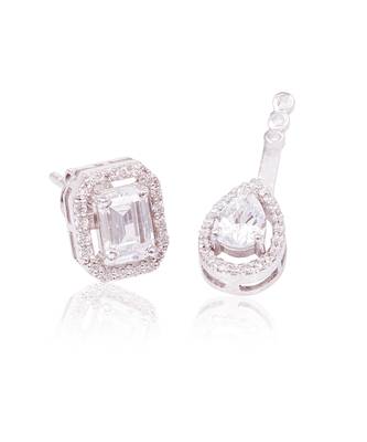White zircon curve back detachable studs 2