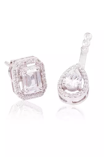 White zircon curve back detachable studs
