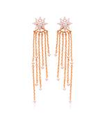 White zircon cascade fall earrings