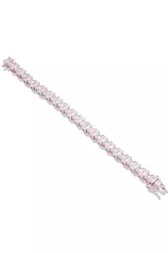 White emerald cut diamond bracelet