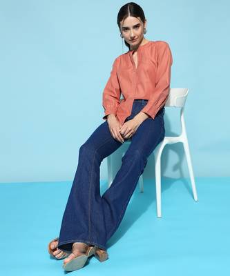 Anushil women's formal shirts collection: blue cotton, regular fit, full sleeves - perfect for office 1