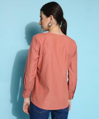 Anushil women's formal shirts collection: blue cotton, regular fit, full sleeves - perfect for office 2