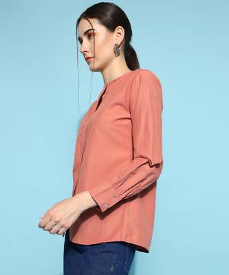 Anushil women's formal shirts collection: blue cotton, regular fit, full sleeves - perfect for office 3
