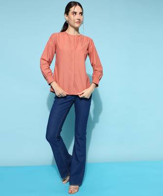 Anushil women's formal shirts collection: blue cotton, regular fit, full sleeves - perfect for office 5