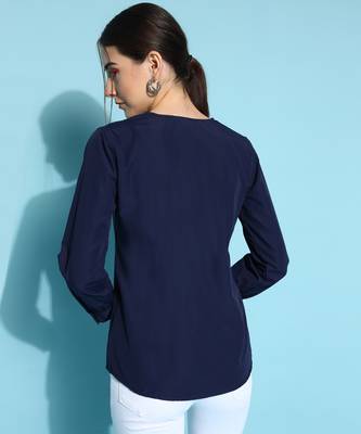 Anushil women's formal shirts collection: blue cotton, regular fit, full sleeves - perfect for office 2