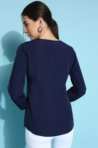Anushil women's formal shirts collection: blue cotton, regular fit, full sleeves - perfect for office