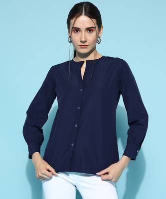 Anushil women's formal shirts collection: blue cotton, regular fit, full sleeves - perfect for office 3