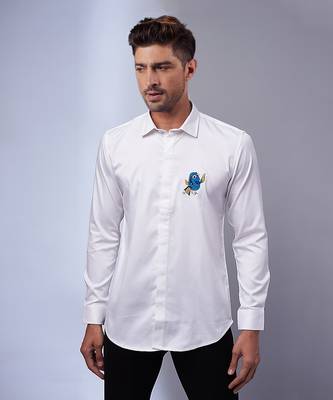 White handcrafted cotton and lycra base shirt 1
