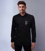 Black handcrafted cotton and lycra base shirt