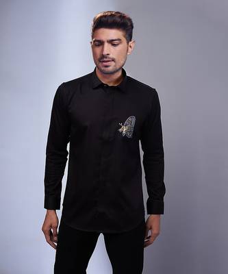 Black cotton and lycra base shirt 1
