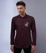 Wine handcrafted cotton and lycra base shirt