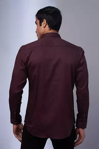 Wine handcrafted cotton and lycra base shirt