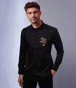 Navy handcrafted cotton and lycra base shirt