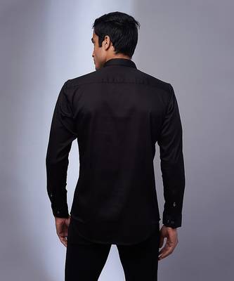 Navy handcrafted cotton and lycra base shirt 2