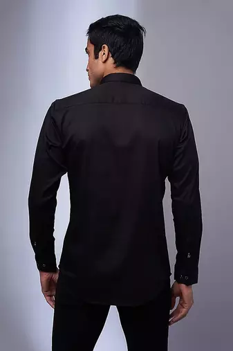 Black handcrafted cotton shirt