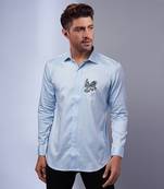 Light blue handcrafted cutdana embroidery shirt