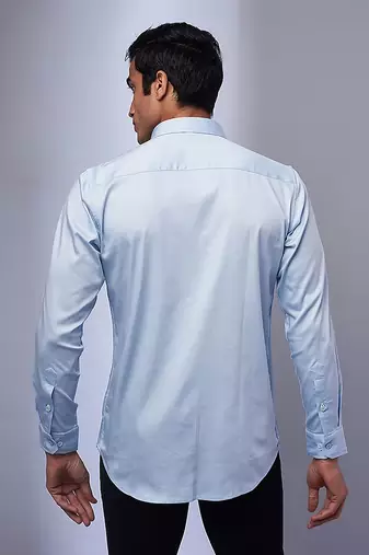 Light blue handcrafted cutdana embroidery shirt