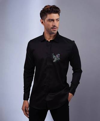 Black handcrafted cutdana embroidery shirt 1