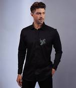 Black handcrafted cutdana embroidery shirt