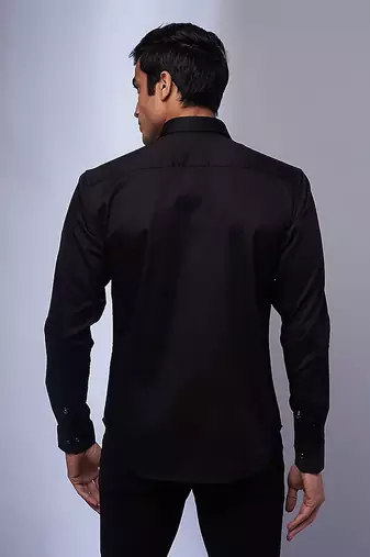Black handcrafted cutdana embroidery shirt