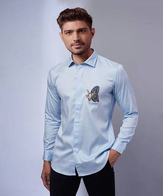 Light blue handcrafted shirt 1