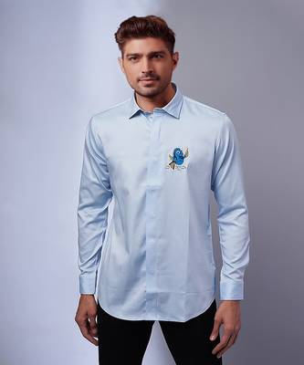 Light blue handcrafted cotton shirt 1