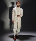 Light cream burfi design achkan set