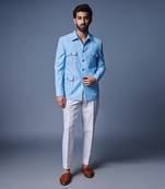 Light blue patch pocket bandhgala