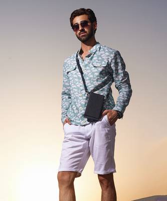 Blue cloud print shacket 1