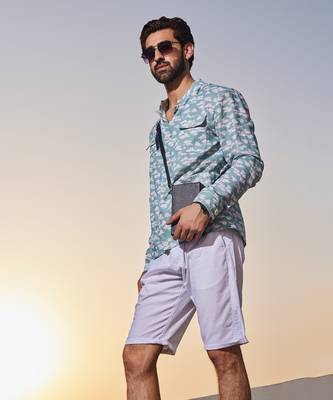 Blue cloud print shacket 2