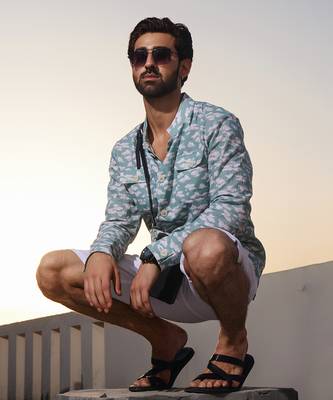 Blue cloud print shacket 3