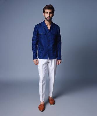 Navy blue solid shacket 1