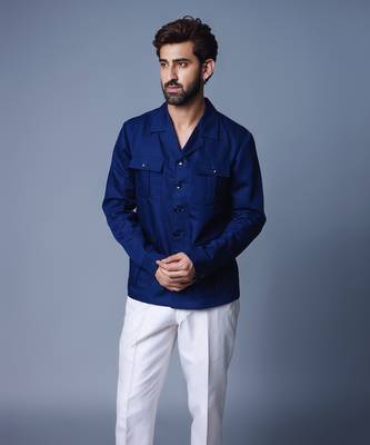 Navy blue solid shacket 2