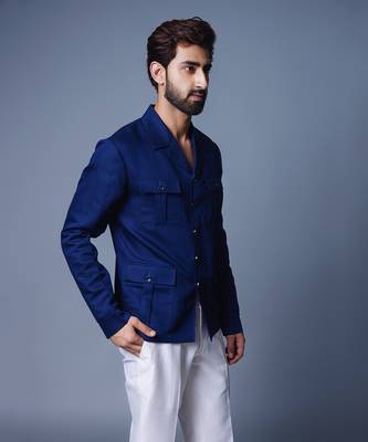 Navy blue solid shacket 3