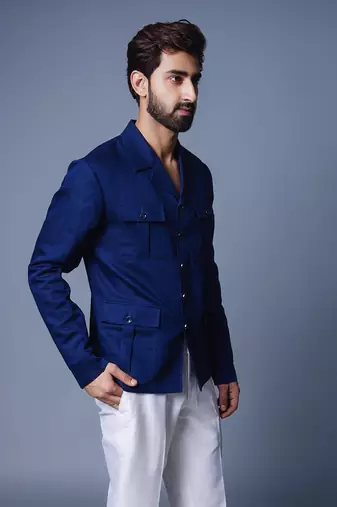 Navy blue solid shacket
