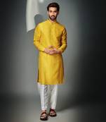 Mustard hexagon self kurta set