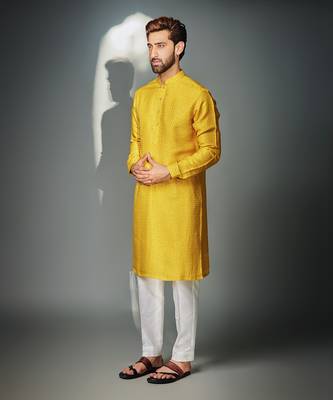 Mustard hexagon self kurta set 2