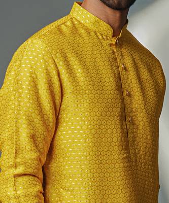 Mustard hexagon self kurta set 4