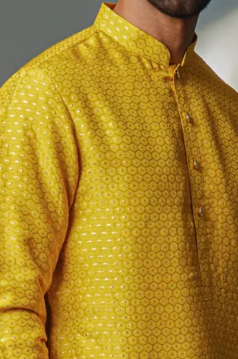 Mustard hexagon self kurta set