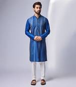 Blue white tagai design zig zag kurta set