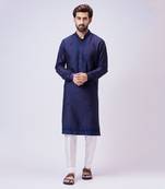 Navy blue aari embroidery kurta set