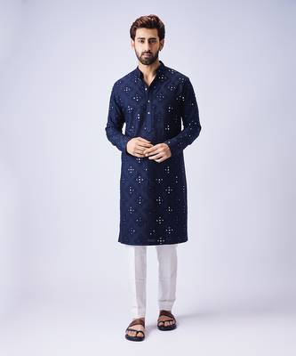 Navy blue mirror kurta set 1