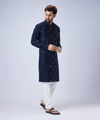 Navy blue mirror kurta set 2