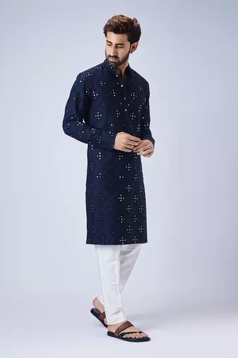 Navy blue mirror kurta set