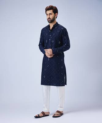 Navy blue mirror kurta set 3